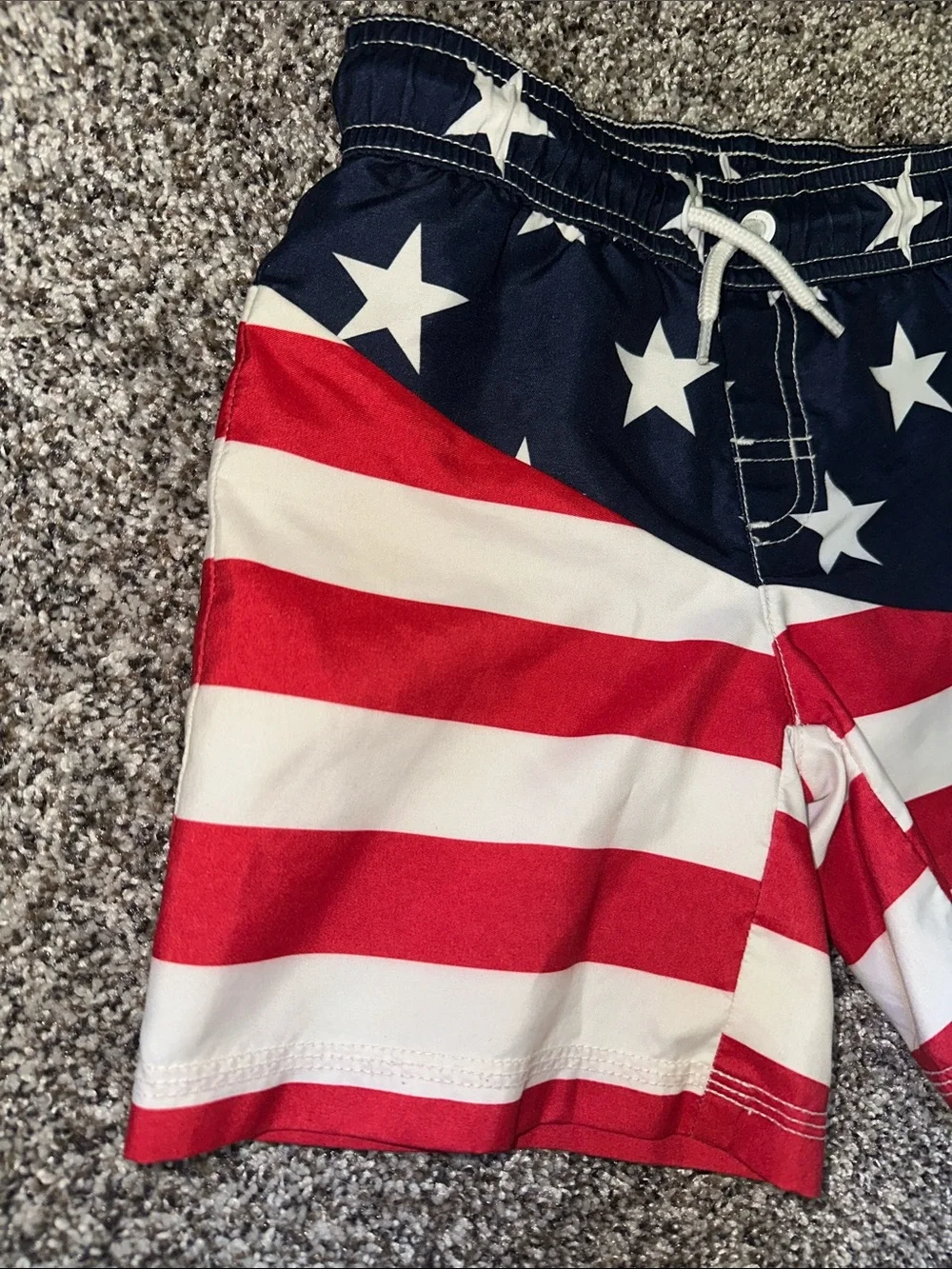 Gymboree Navy, Red & White Star-Stripe Swim Trunks
